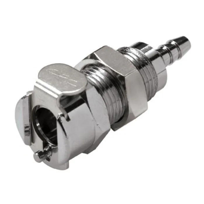 1/8 Hose Barb Non-Valved Panel Mount Chrome-plated Brass Coupling Body – Blue