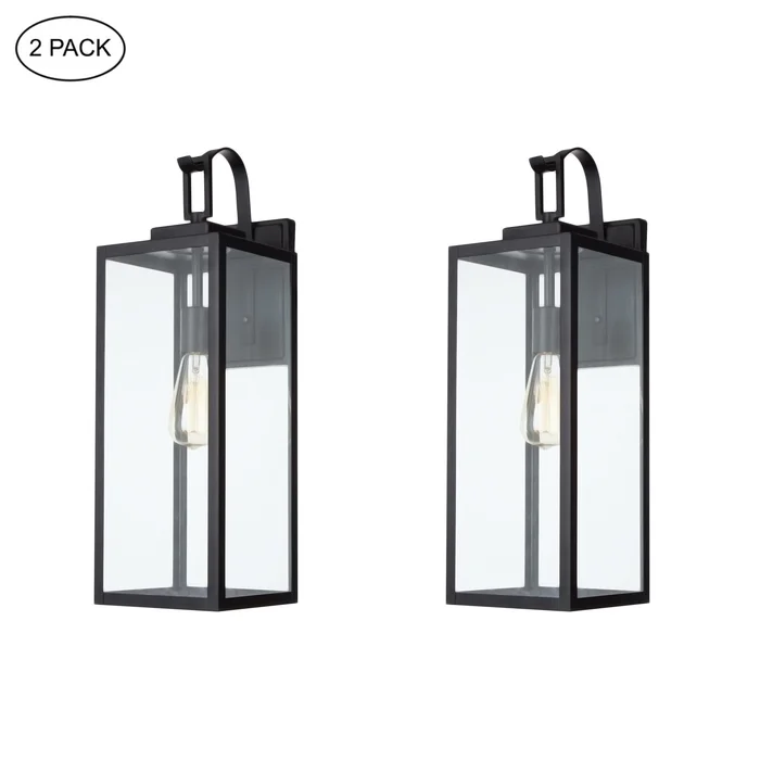 1-Light 22.48in Matte Black Outdoor Wall Lantern with Clear Glass Shade