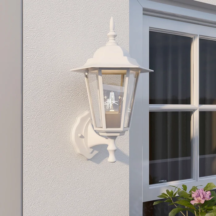 1- Light Outdoor Textured White Wall Mount Light