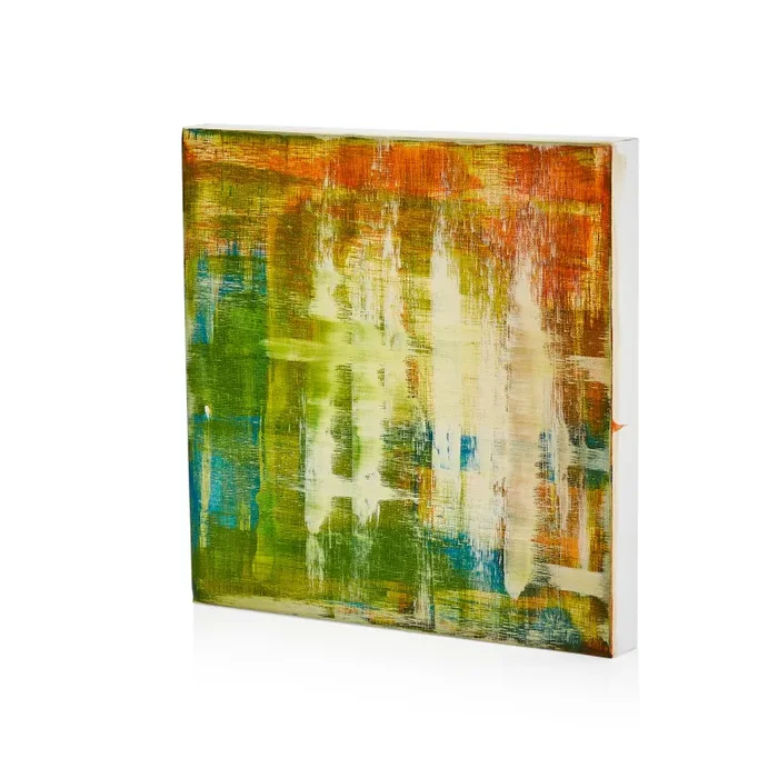 1051 (A+D) Green Orange Ivory Abstract Art Discount