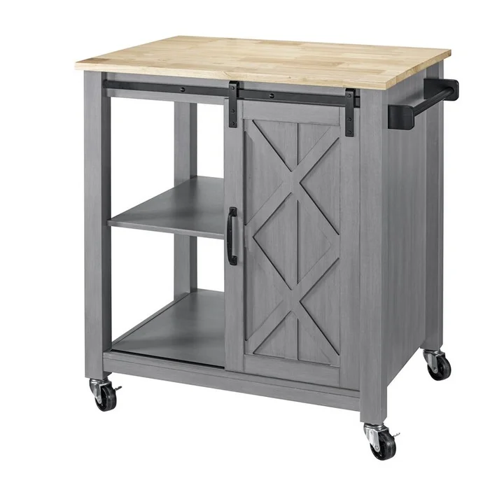 2-Door Accent Cabinet Microwave Kitchen Cart (Beech)