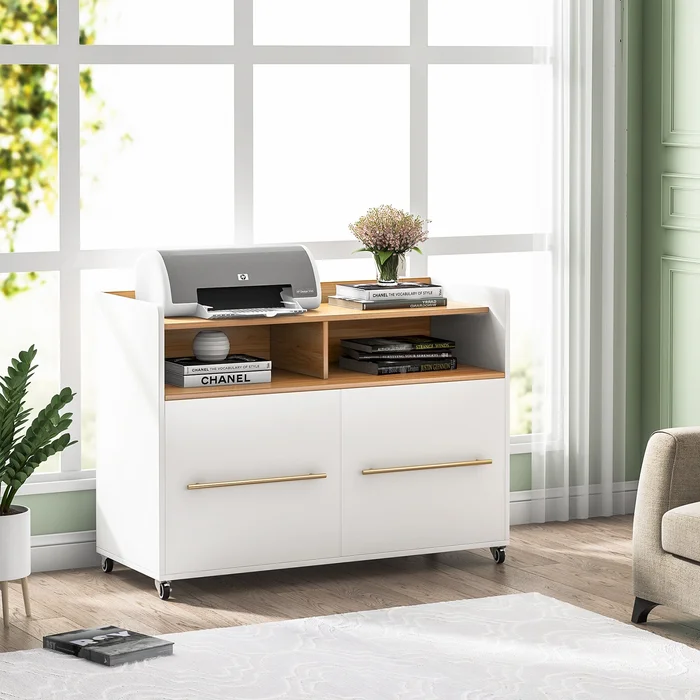 2 drawer File Cabinet Rolling Filing Cabinets for Home Office White lateral file cabinet