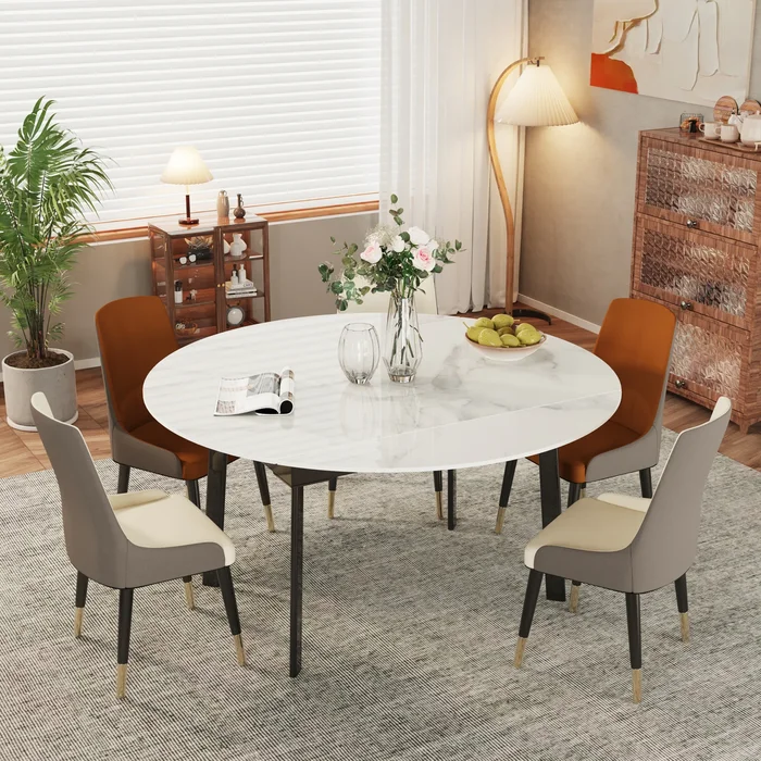 2 in 1 Extendable Dining Tables Folding Round to Rectangular