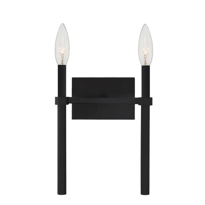 2 Light Black Wall Mount – 13.75W x 18.37H x 7.125D