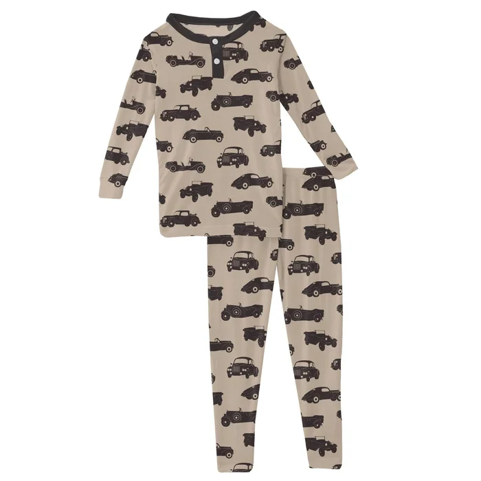 2 Piece Henley Pajama Set (Long Sleeve) – Burlap Vintage Cars