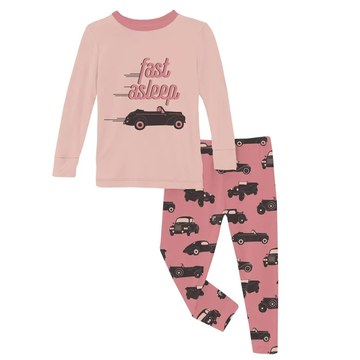 2 Piece Pajama Set (Long Sleeve) – Desert Rose Vintage Cars with Graphic Top