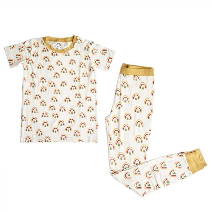 2 Piece Pajama (Short Sleeve) – Rainbow Neutral