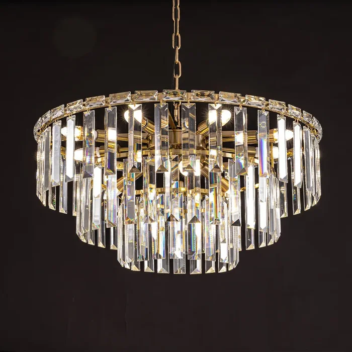 27 in. Modern Crystal Chandelier 12-Light 3-Tier Glam Pendant Light Kitchen Island for Bedroom Living Dining Room