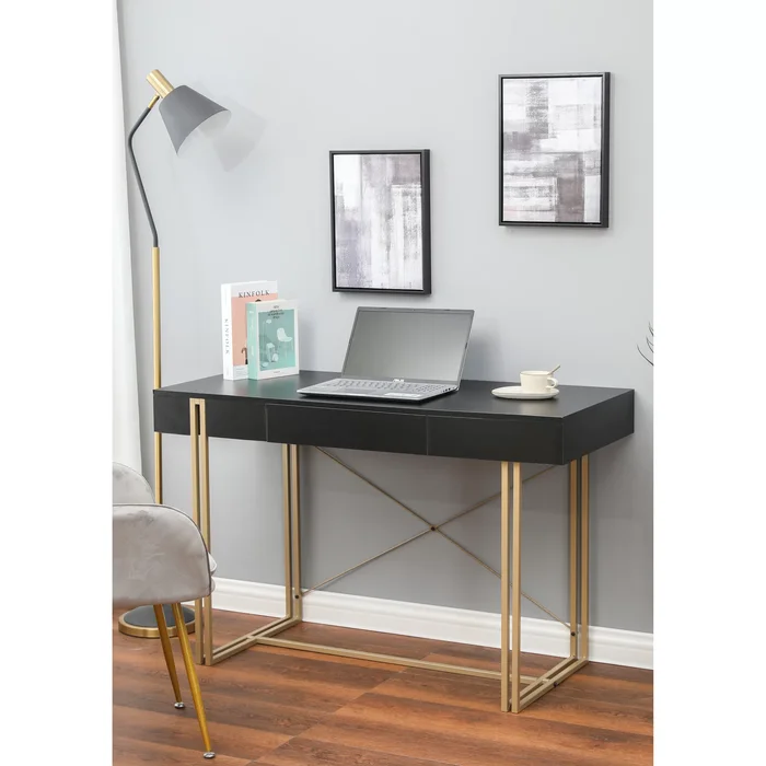 48-inch Modern Black 1-Drawer Writing Desk