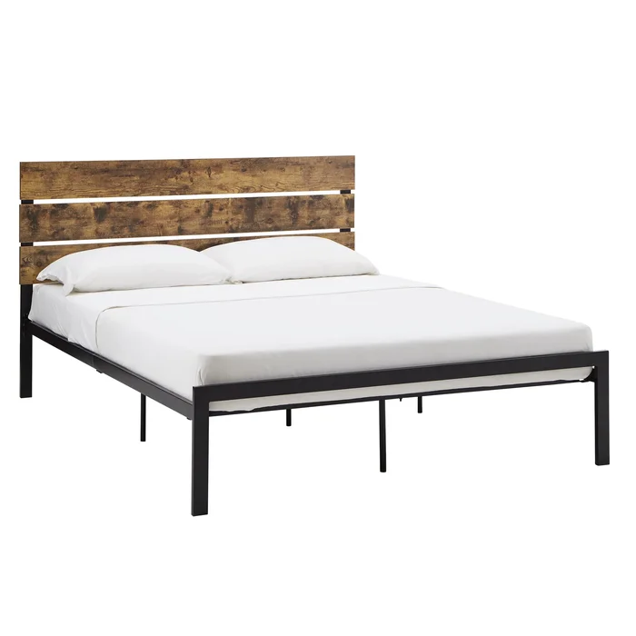 Aabira Metal Platform Bed with Wood Finish Panels by iNSPIRE Q Modern