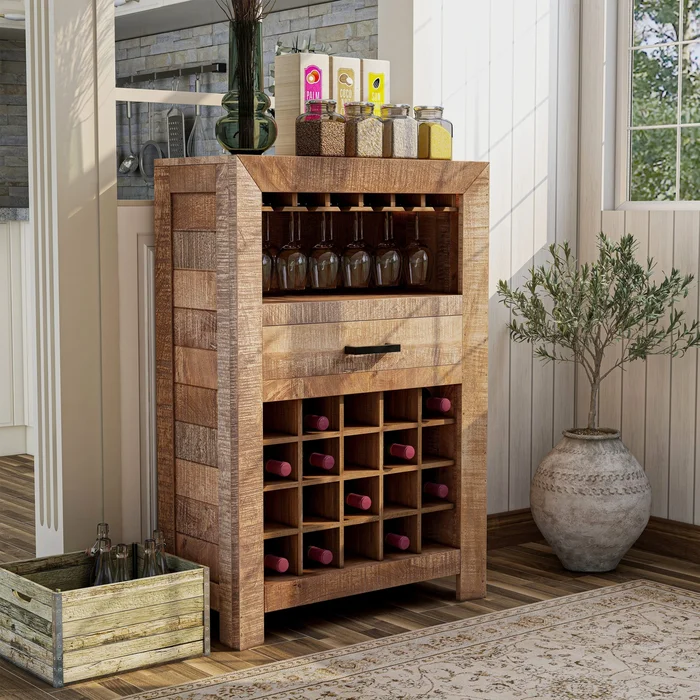 Anaisha Rustic Solid Wood 20-Bottle Wine Rack by Furniture of America
