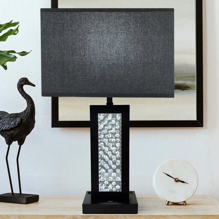 Ardair Contemporary Metal On-Off Line Switch Table Lamp with USB by Furniture of America