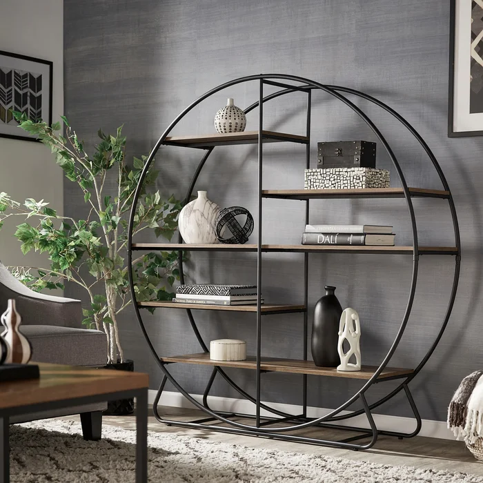 Armen Matte Black Finish Metal Round Bookcase by iNSPIRE Q Modern