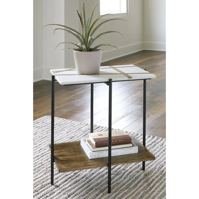 Ashley Furniture Braxmore Marble Accent Table – 22″W x 15″D x 23″H