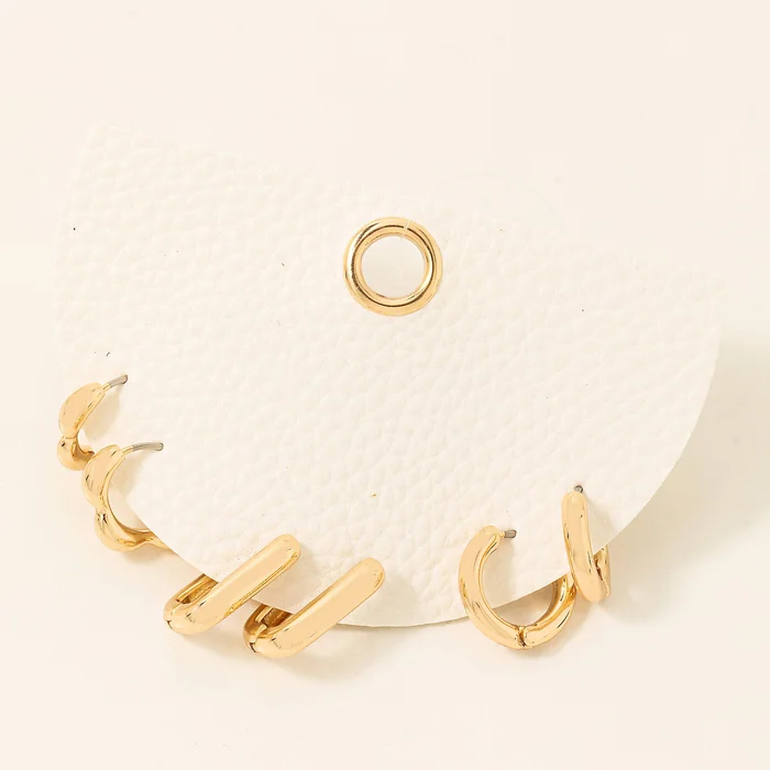 Assorted Metallic Hoop Earrings Set: G