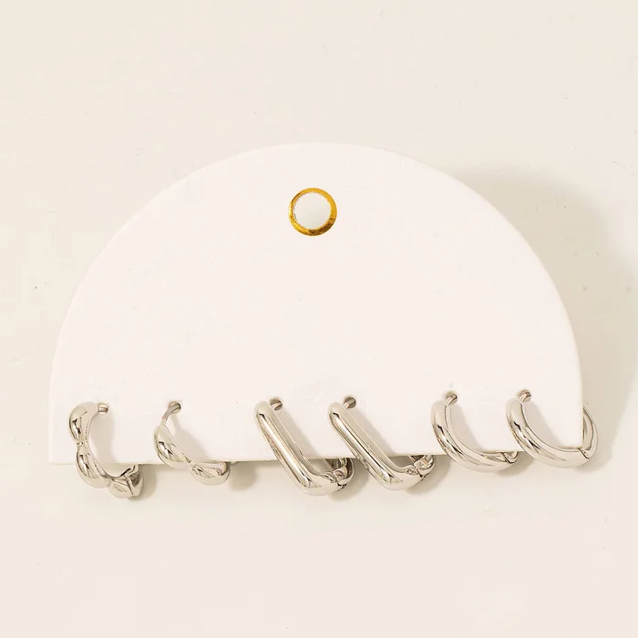 Assorted Metallic Hoop Earrings Set: S