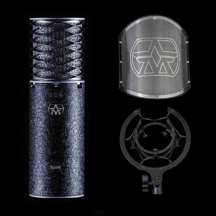 Aston Microphone Spirit Black Bundle Flagship Condenser Microphone with Swiftshield Pop Filter And Shock Mount