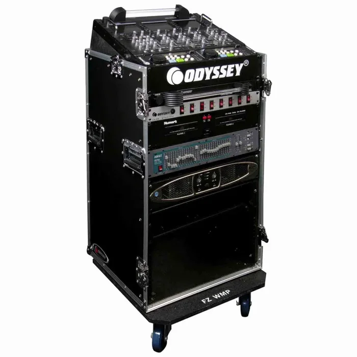 B-Stock: Odyssey FR1016W, Combo Rack 10U Top Slanted 16U Bottom Vertical with Wheels