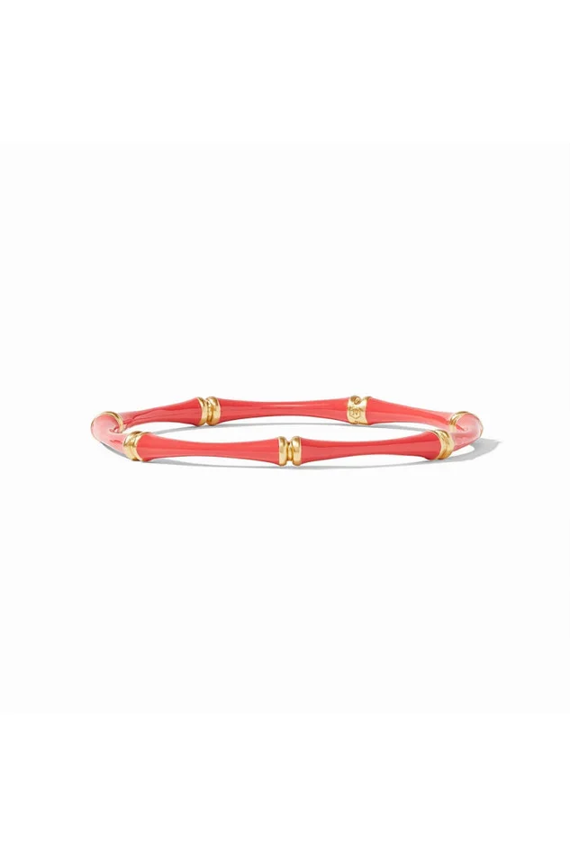 Bamboo Bangle Gold Coral Enamel
