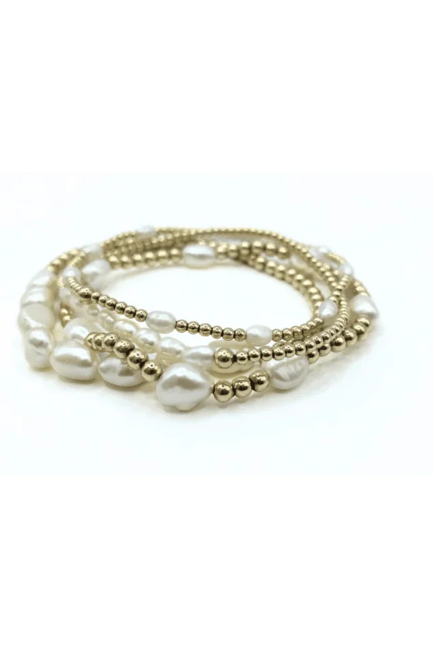 BAROQUE PATTERNED PEARL BRACELET IN 14K GOLD-FILLED