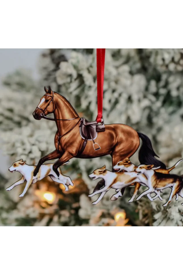 Bay Fox Hunter Horse & Hound Field Hunter Ornament