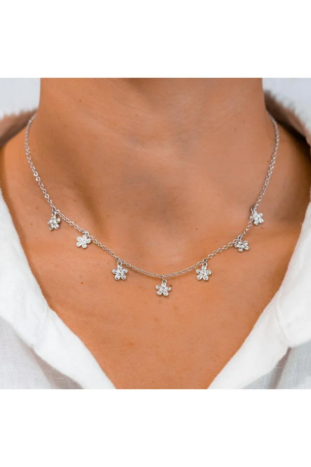 Bitty Daisies Choker-Silver