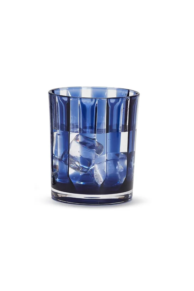BLUE ACRYLIC DRINKING GLASS DOUBLE OLD FASHION