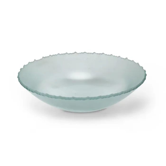Blue Frosted Glass Bowl w/ Ridges