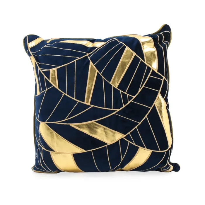 Blue / Gold Leaf Pillow Online Hot Sale