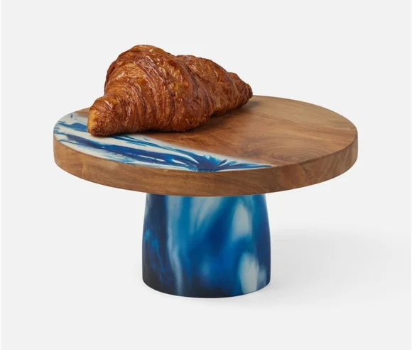 Blue Pheasant Austin Large Blue Swirled Cake Plate