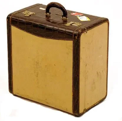 Brown Alligator and Tan Suitcase