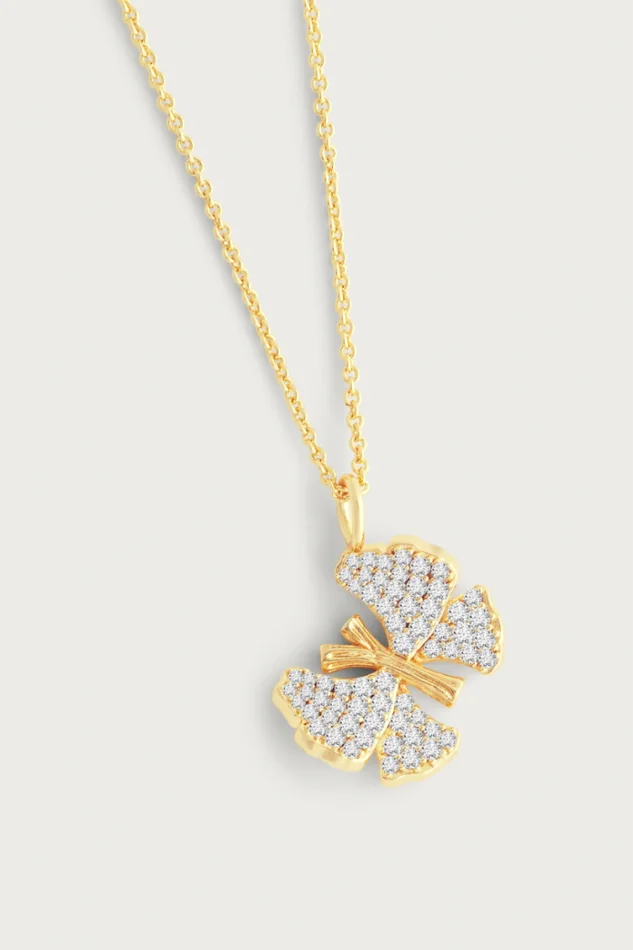 Butterfly White Pavé Small Necklace