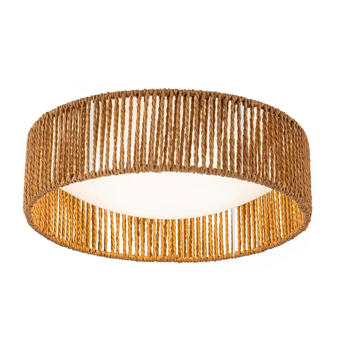C Cattleya Integrated LED 3CCT Farmhouse Flush Mount Ceiling Light 3000K/4000K/5000K – Natural-Jute-Rope