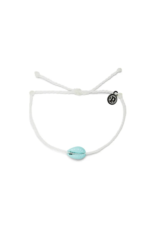 Candy Blue Cowrie Bracelet-White