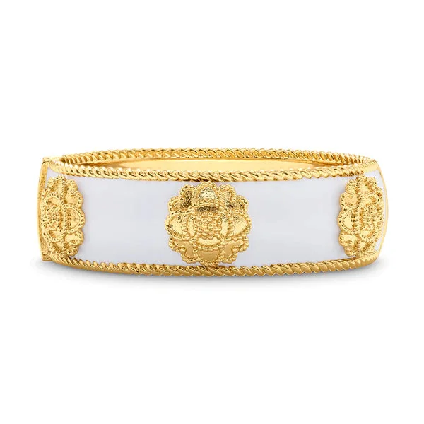 Capucine De Wulf Capucine Blossom Enamel Hinged Cuff In White