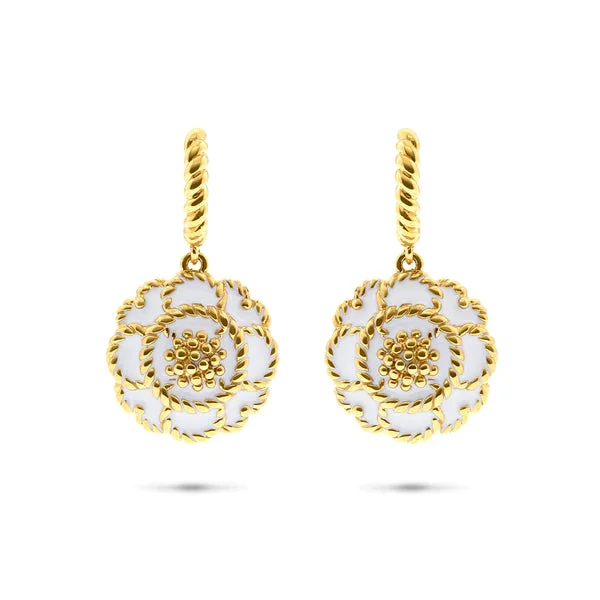 Capucine De Wulf Capucine Enamel Blossom Drop Earrings In White