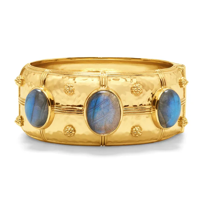 Capucine De Wulf Cleopatra Hinged Bangle In Hammered Gold With Blue Labrdorite