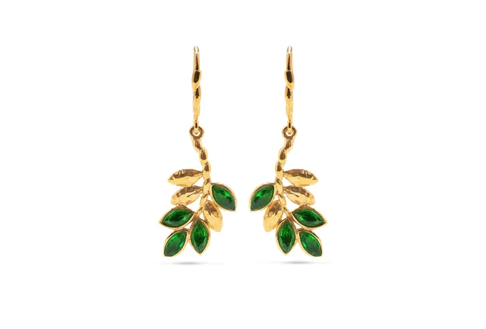 Capucine De Wulf Jeweled Leaves Drop Earrings