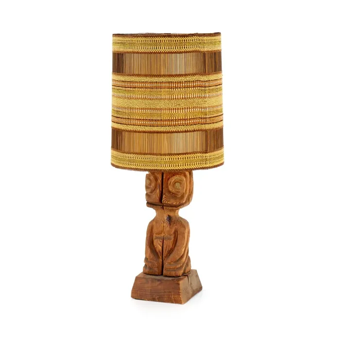 Carved Wood Tiki Figure Lamp