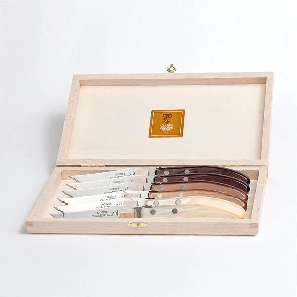 Claude Dozorme Berlingot Set Of 6 Steak Knives, Cappuccino