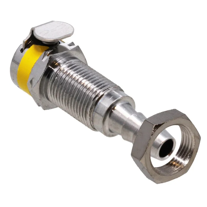 Colder MC1604K2 1/4 Hose Barb Non-Valved Panel Mount Chrome-plated Brass Coupling Body – Yellow