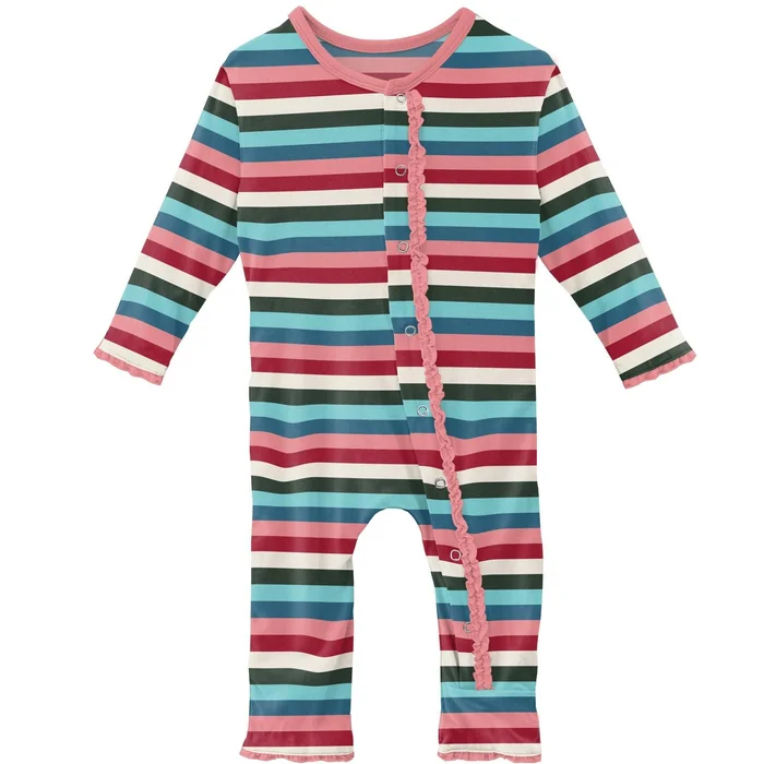 Coverall with Muffin Ruffles (Snaps/Zipper) – Snowball Multi Stripe