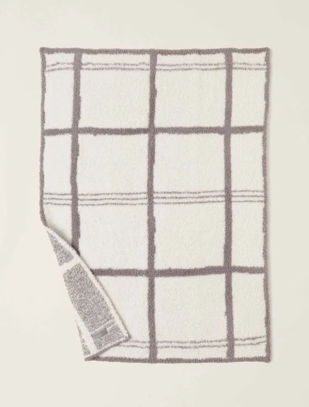 CozyChic® Grid Plaid Stroller Blanket Cream/Beach Rock