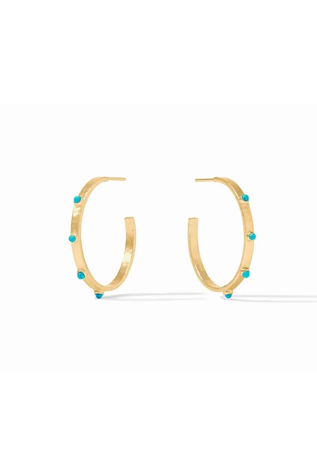 CRESCENT STONE HOOP TURQUOISE BLUE-M