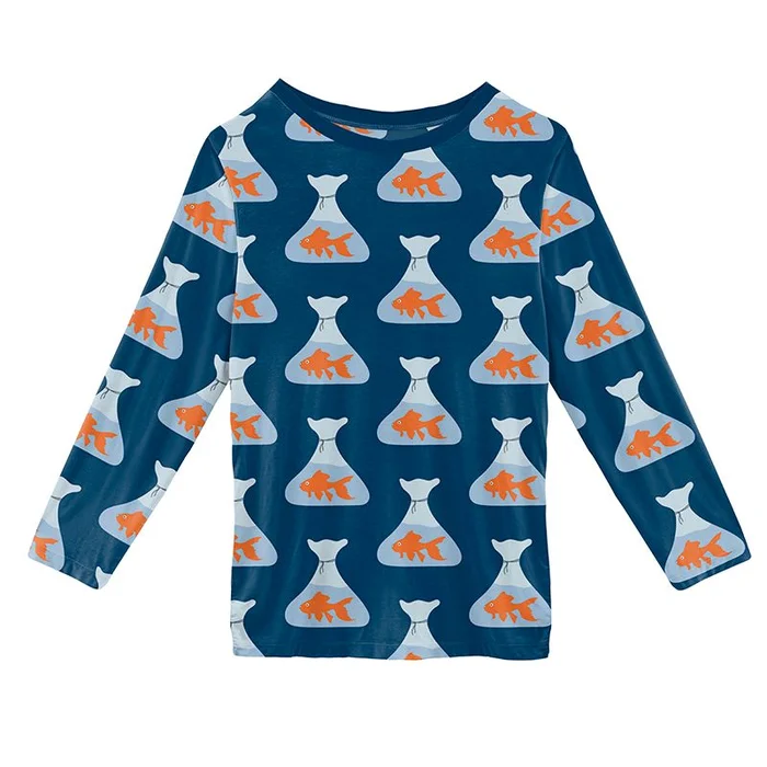 Crew Neck Tee (Easy Fit + Long Sleeve) – Navy Goldfish Prize
