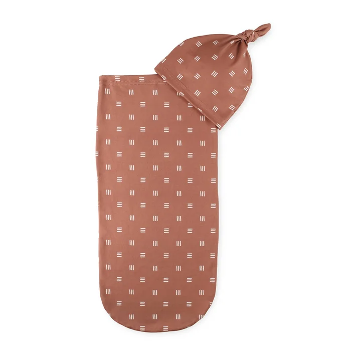 Cutie Cocoon™ – Terracotta Grid Cocoon + Hat Set