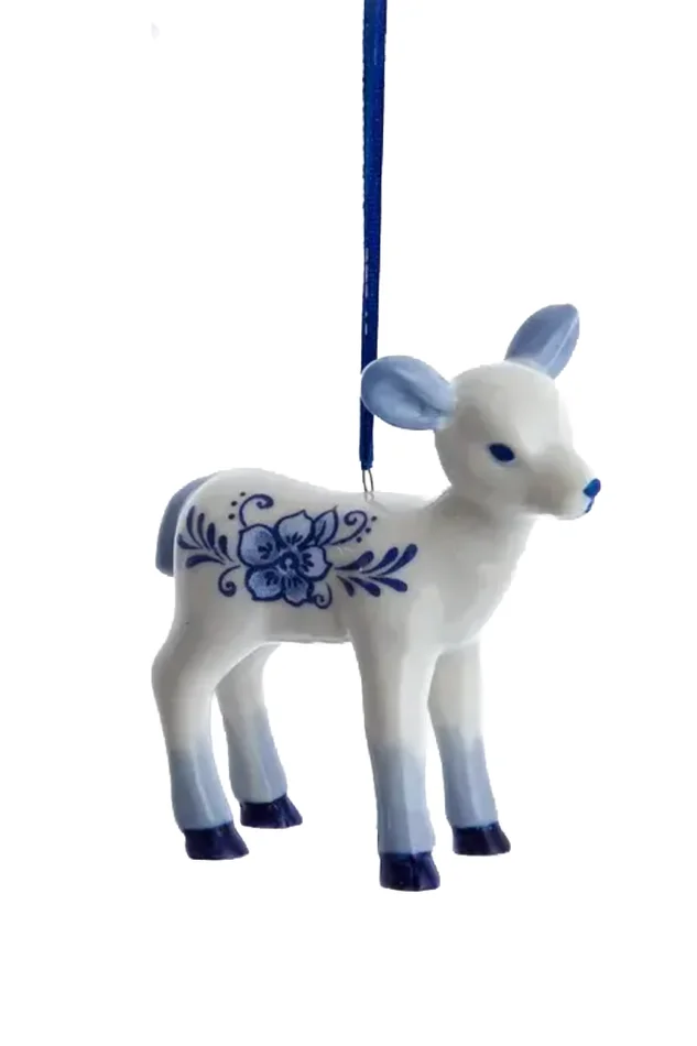 Delft Blue Baby Deer Ornament