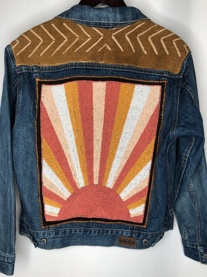 Denim Jacket – Embellished With 70’s hand beaded Sun