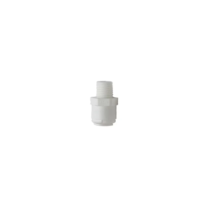 DMfit Male Connector – Tube OD 3/8″ Thread 1/4″ NPTF Acetal White