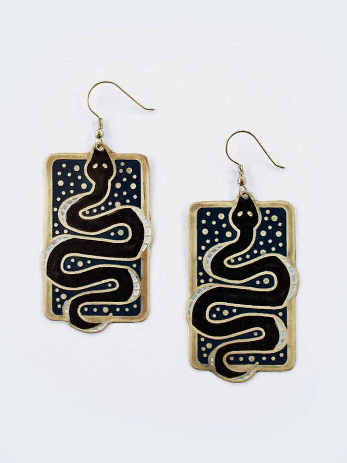 Earrings – Snake Scene Black